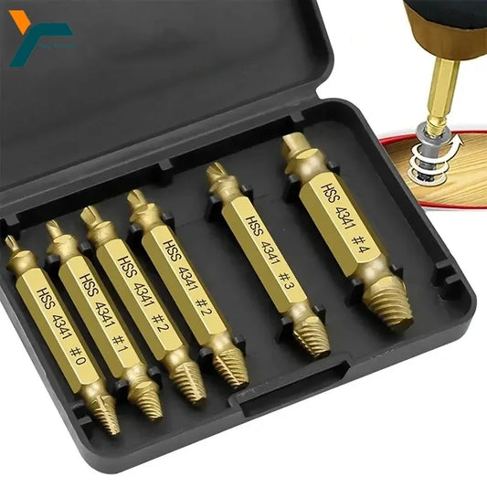 Damaged Screw Extractor Set HSS Drill Bit Stripped Broken Remover