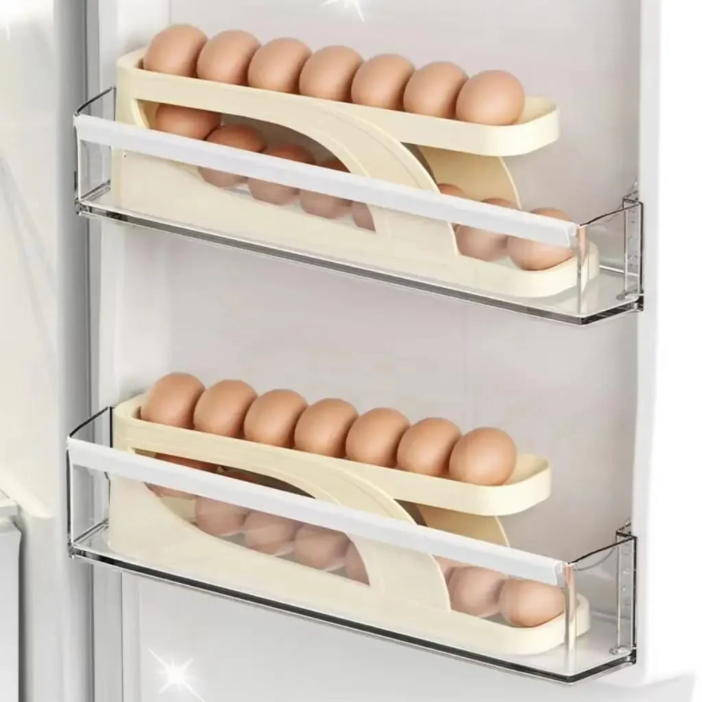 New Automatic Rolling Double-layer Egg Dispenser, Egg Holder Dispenser