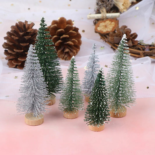 3 Pieces Christmas Tree Mini Pine With Wood Base DIY Home Table Top