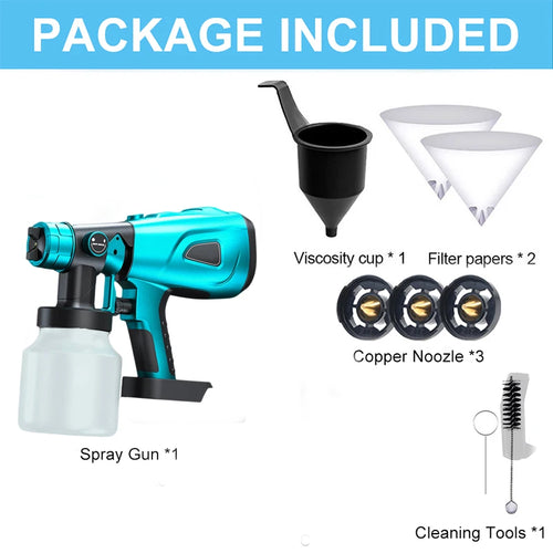 800ML Cordless Paint Sprayer HVLP Electric Spray Gun Flow Control Auto