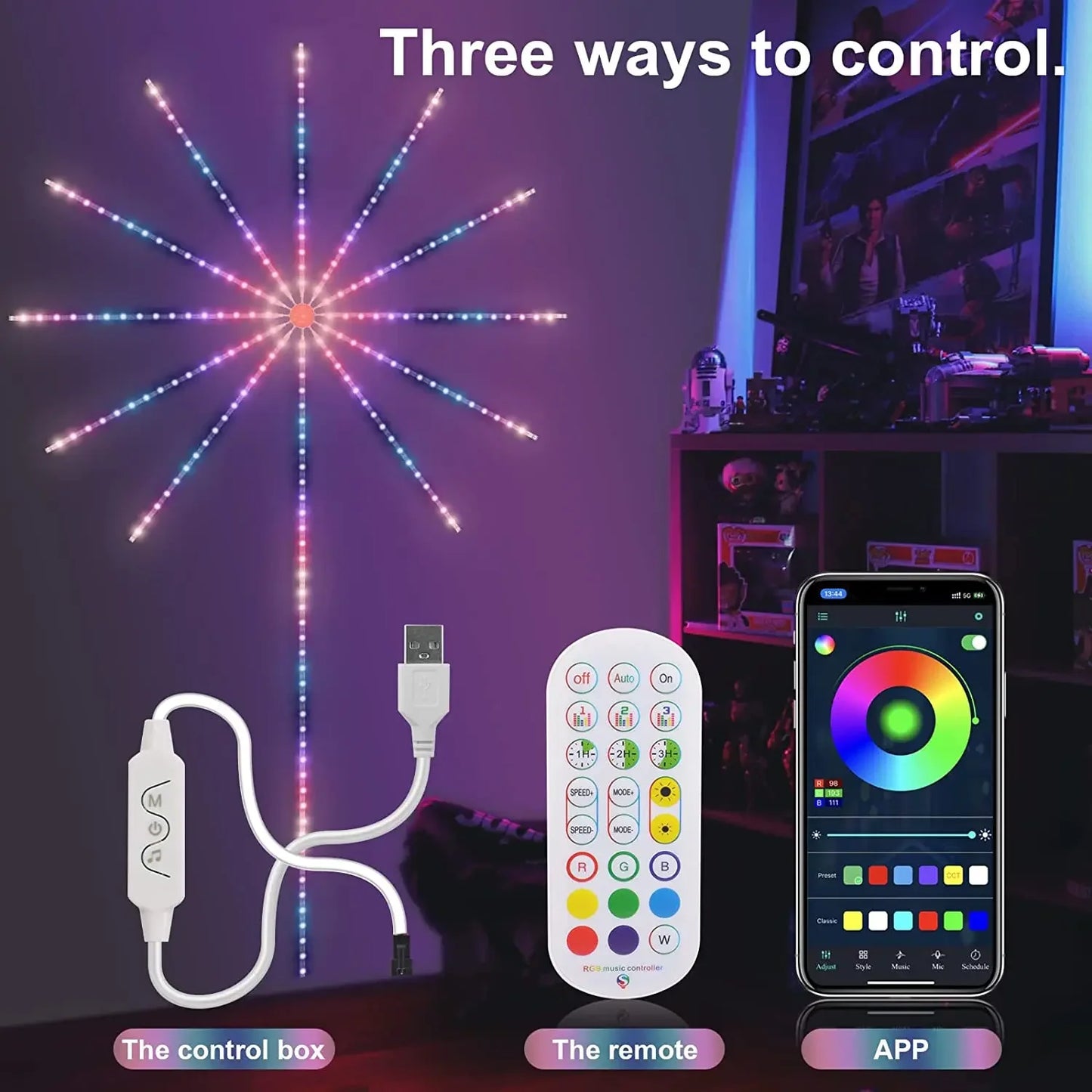 Smart LED Light Strip DIY Firework Remote Bluetooth Festoon Lamp For