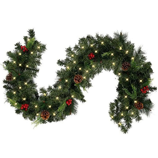 2.7M Christmas Artificial Green Garland Wreath Xmas Home Party DIY