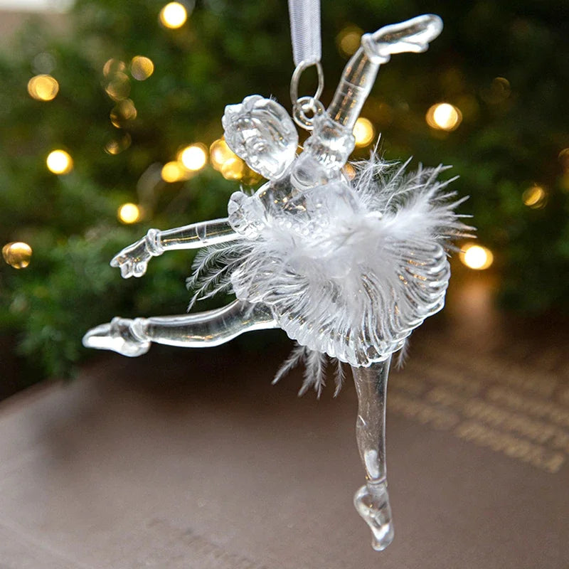 Transaprent Acrylic Crystal Christmas Tree Ornaments Snowflake Angel