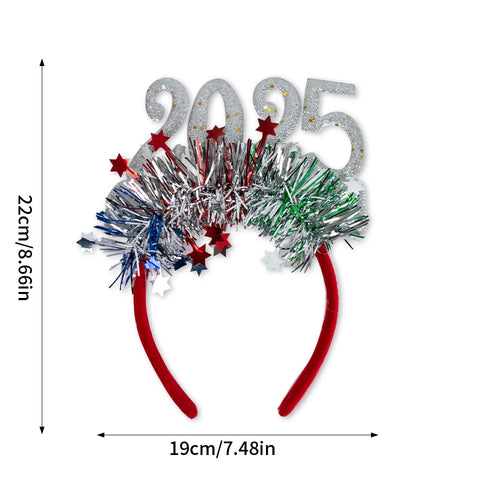 2025 New Year Headband Glitter Star Sequin Colorful Hairhoop Happy New