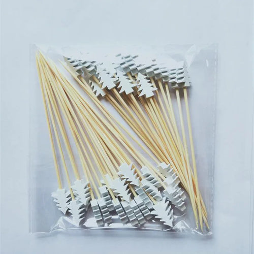 50Pcs/set Christmas Fruit Sticks Disposable Bamboo Sticks Snowflake