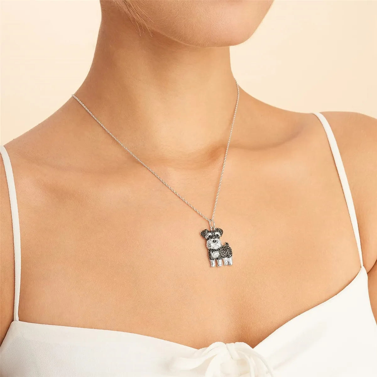 Exquisite and Cute Schnauzer Dog Pendant Necklace for Women Elegant