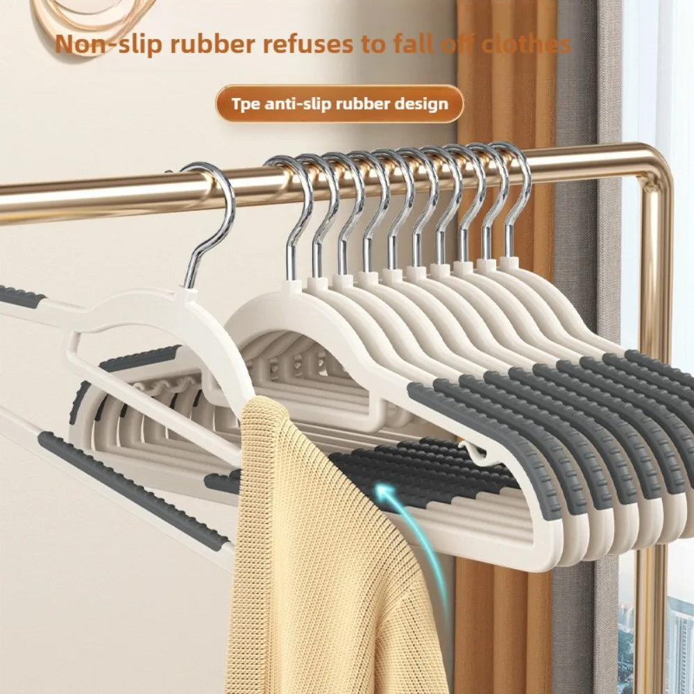 10pcs Home seamless wide shoulder clothes hanger, anti slip and anti