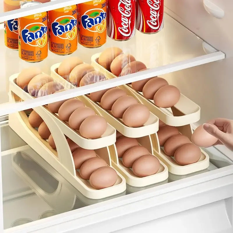 New Automatic Rolling Double-layer Egg Dispenser, Egg Holder Dispenser