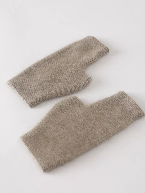 Mink Cashmere Autumn Winter Women Gloves Fingerless Warm Racoon Wool