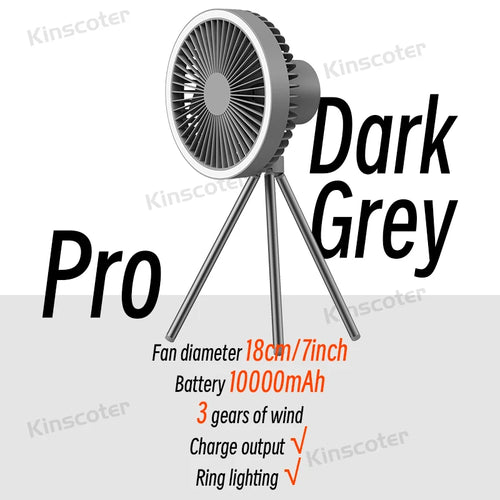 10000mAh 4000mAh Camping Fan Rechargeable Desktop Portable Circulator