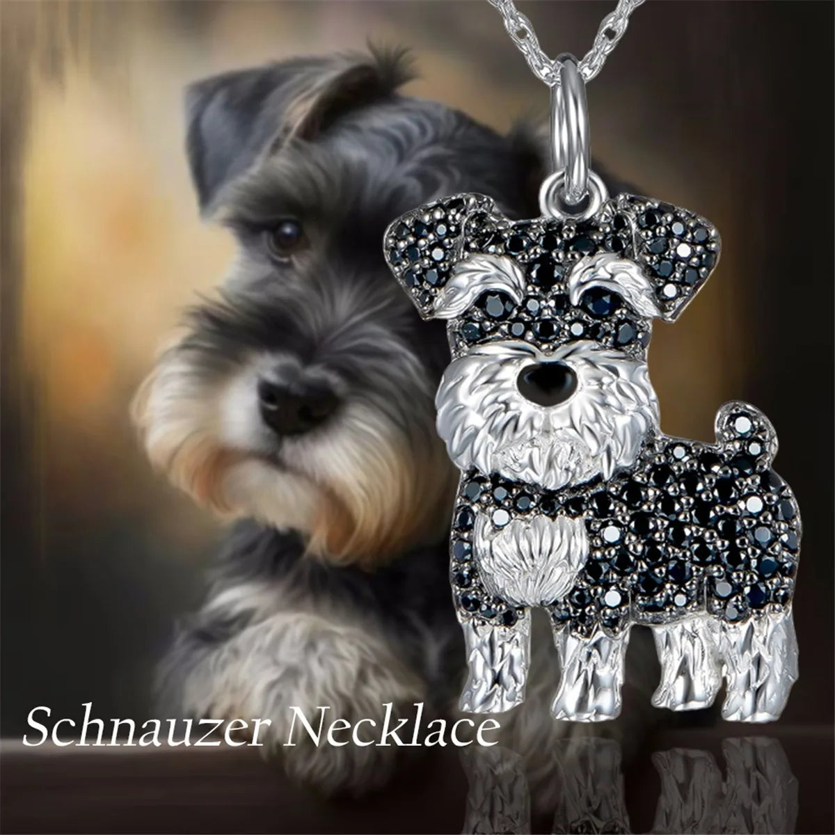 Exquisite and Cute Schnauzer Dog Pendant Necklace for Women Elegant