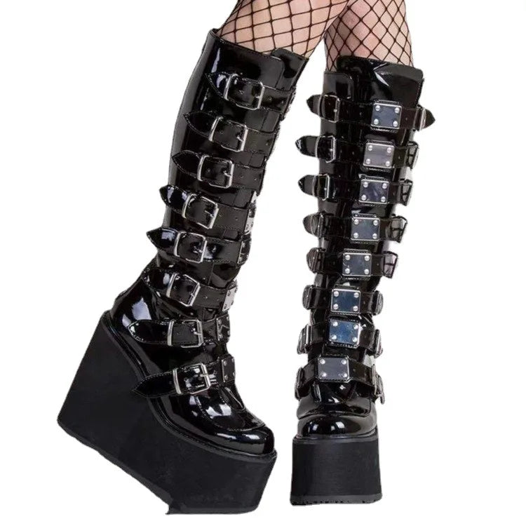 Punk Women Boots Ladies Cosplay High Boots Comfort Long Tube Leather