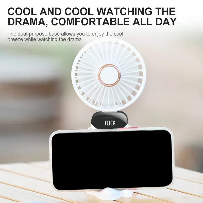 2024 New 1800mAh Portable Fan Rechargeable 90° Foldable Fan Mini Air