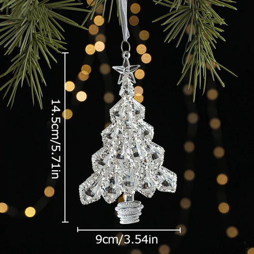 Transaprent Acrylic Crystal Christmas Tree Ornaments Snowflake Angel