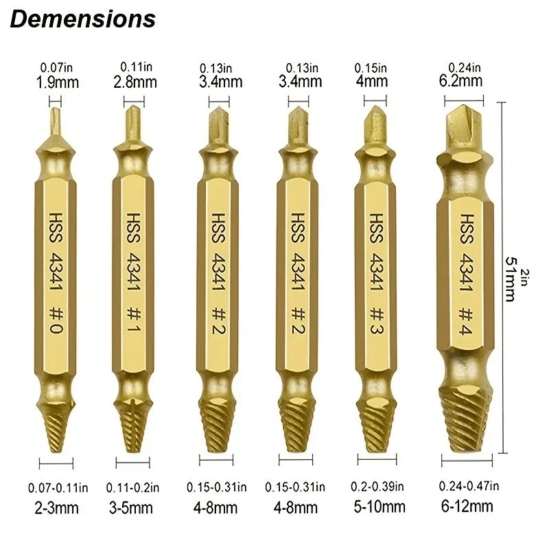 Damaged Screw Extractor Set HSS Drill Bit Stripped Broken Remover