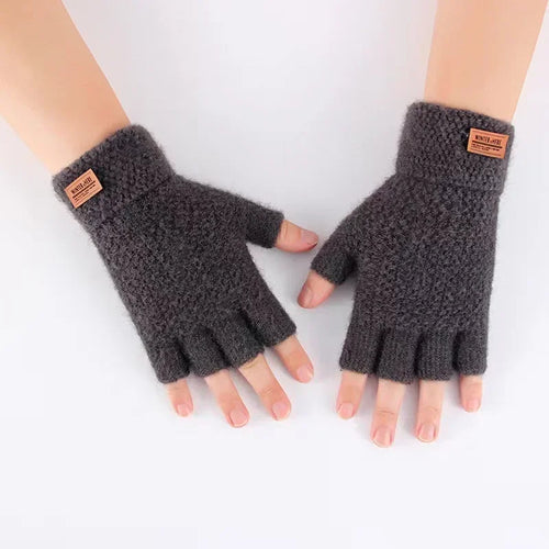 Winter Fingerless Gloves for Men Half Finger Writting Office Knitted