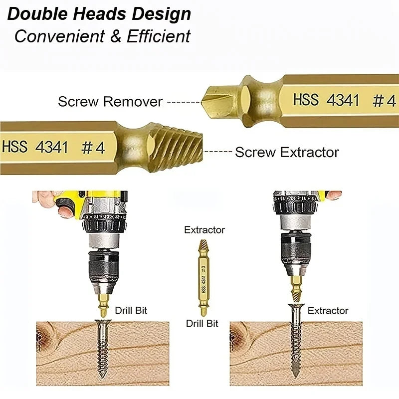 Damaged Screw Extractor Set HSS Drill Bit Stripped Broken Remover