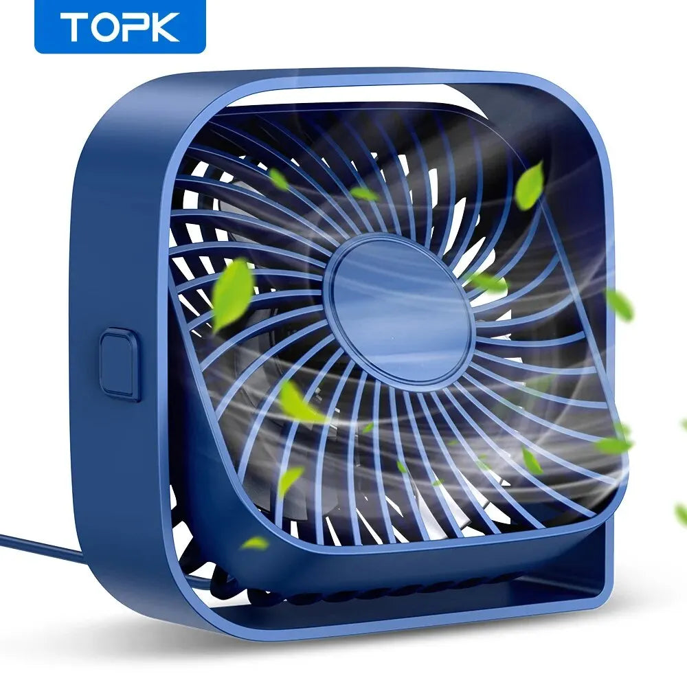 TOPK Mini Portable Fan,USB Desk Fan Table,Quiet 3 Speed Wind Personal