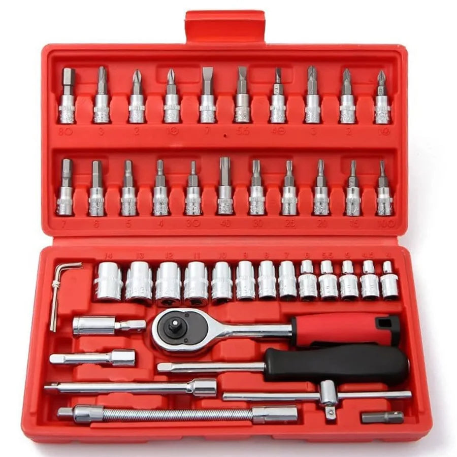 Wrench Set 46 Pcs Tool Kit For Car Tool Screwdriver And Bit Ratchet