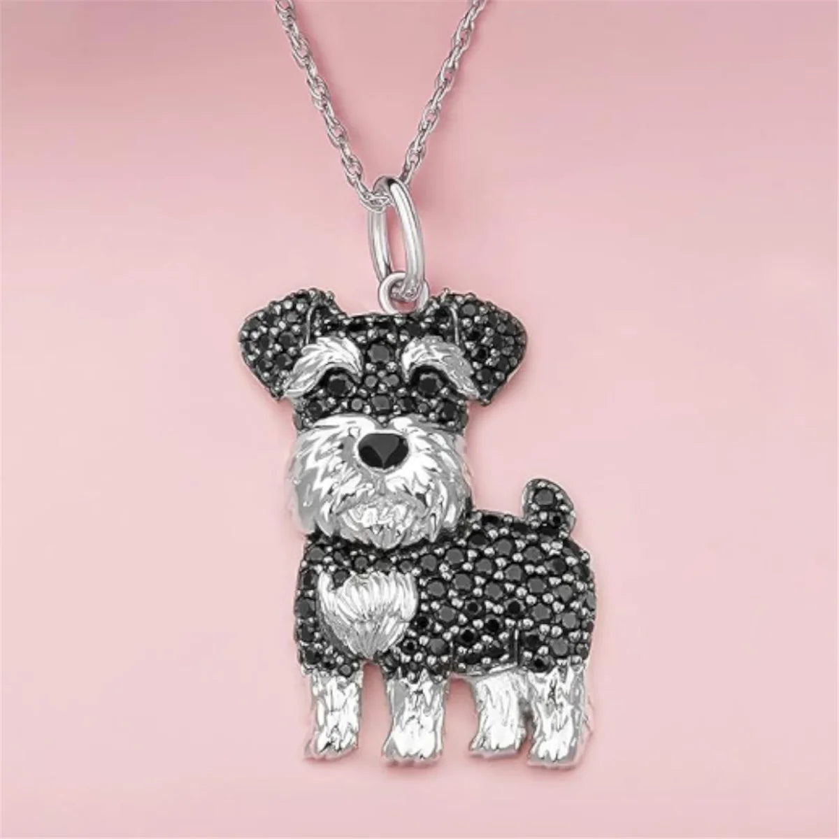 Exquisite and Cute Schnauzer Dog Pendant Necklace for Women Elegant