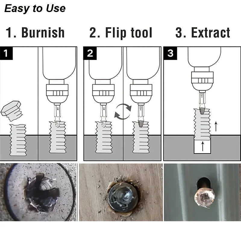 Damaged Screw Extractor Set HSS Drill Bit Stripped Broken Remover