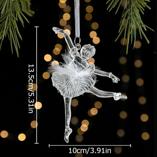 Transaprent Acrylic Crystal Christmas Tree Ornaments Snowflake Angel