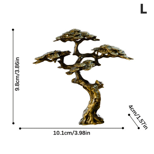 1pc Small Bonsai Tree Statues Copper Alloy Mini Welcome Pine Miniature