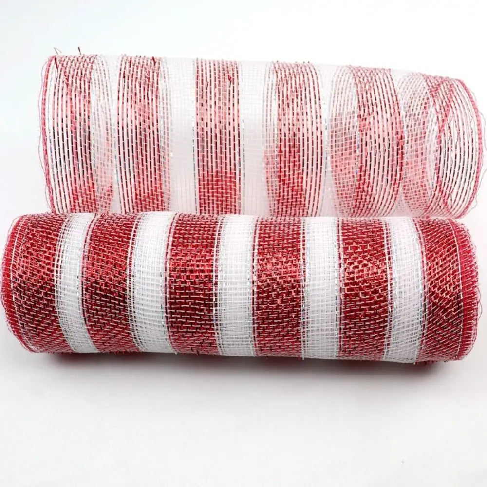 DIY Net Yarn Red & White Mesh Roll Christmas Wreath Tree Stripes Candy