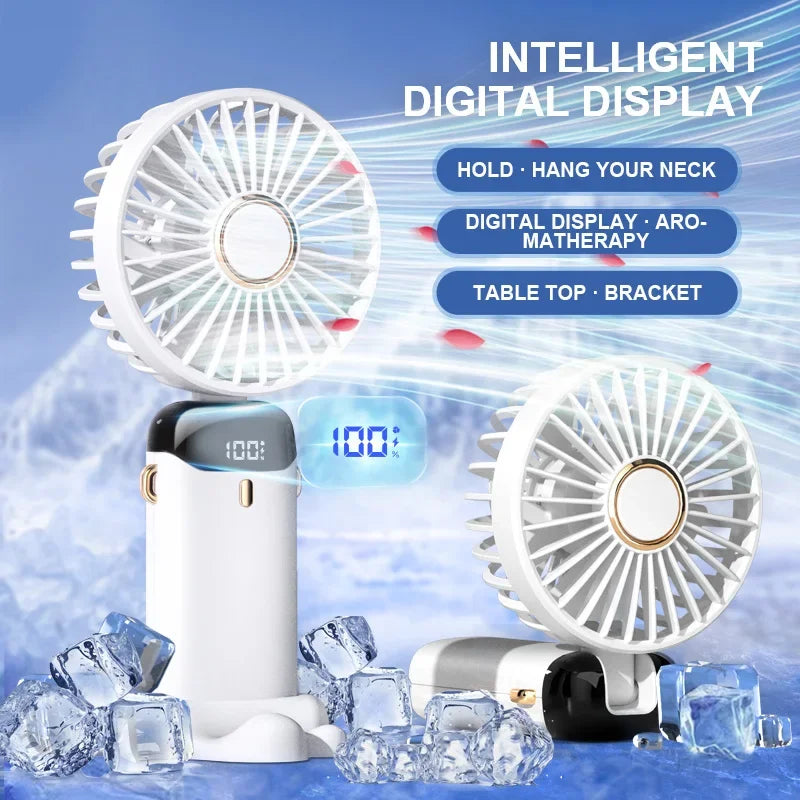 2024 New 1800mAh Portable Fan Rechargeable 90° Foldable Fan Mini Air