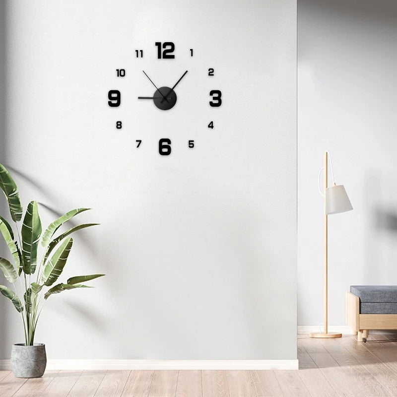 Creative Frameless DIY Wall Clock Wall Decal Home Silent Clock Living