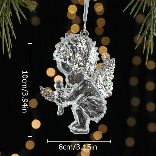 Transaprent Acrylic Crystal Christmas Tree Ornaments Snowflake Angel