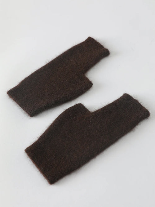 Mink Cashmere Autumn Winter Women Gloves Fingerless Warm Racoon Wool