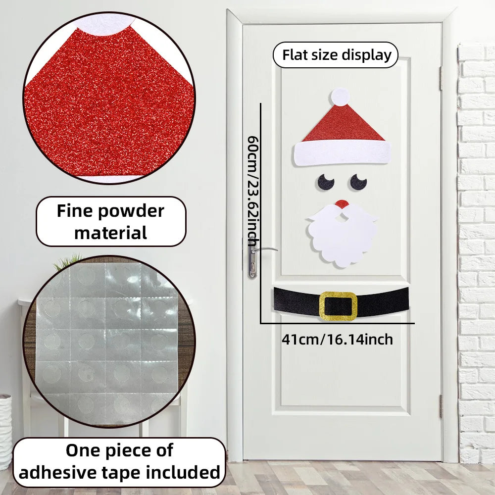 Christmas Decoration Christmas Door Window Stickers Felt Cloth Santa