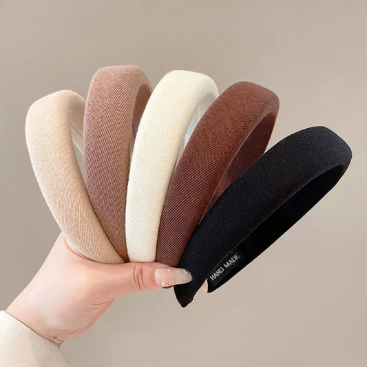 Fashion Solid Color Hair Bands Girls Vintage Elastic Headbands Sponge