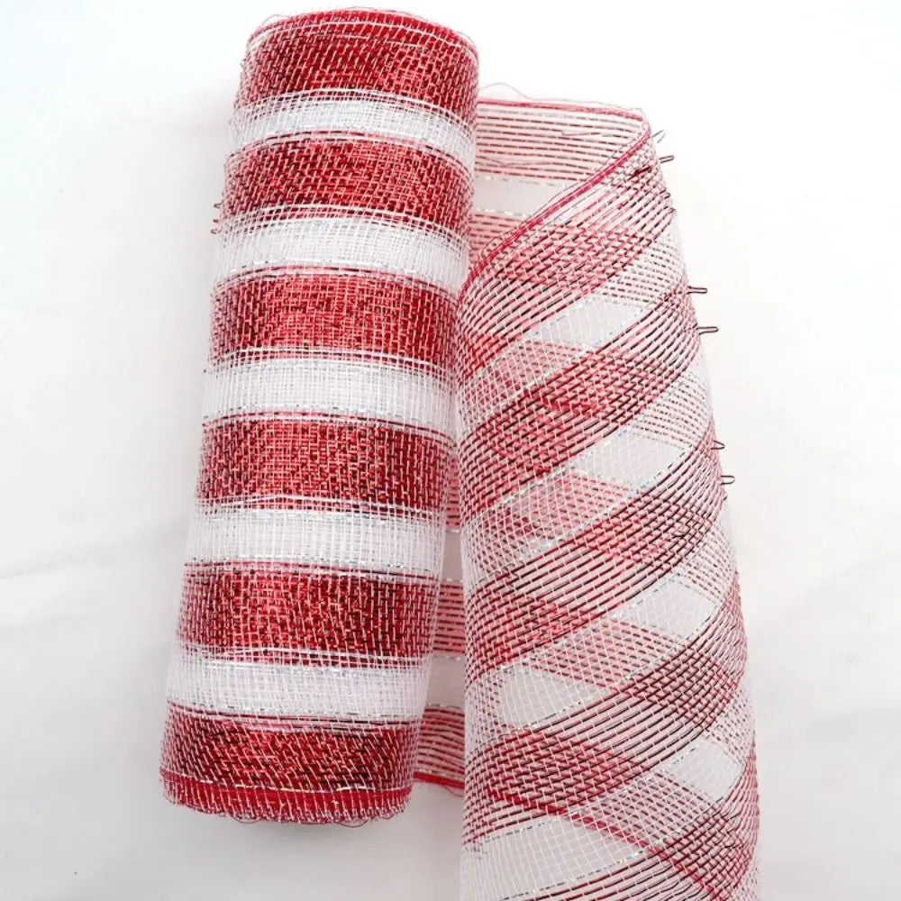 DIY Net Yarn Red & White Mesh Roll Christmas Wreath Tree Stripes Candy