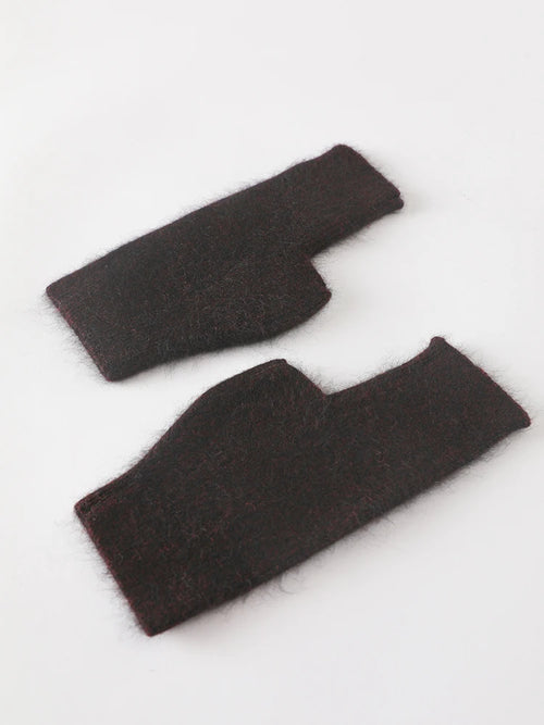 Mink Cashmere Autumn Winter Women Gloves Fingerless Warm Racoon Wool