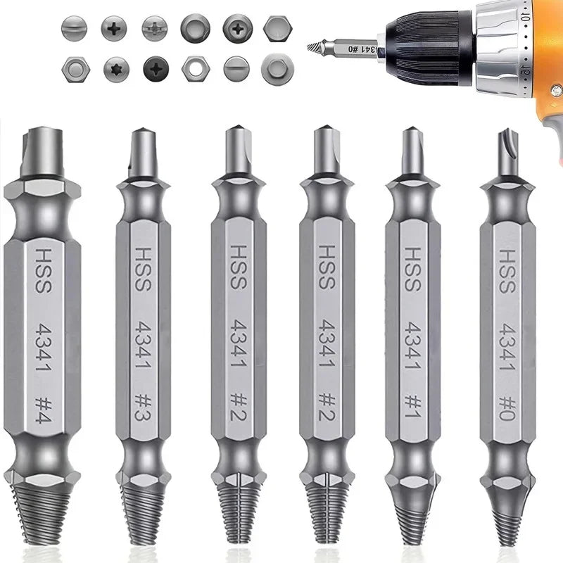 Damaged Screw Extractor Set HSS Drill Bit Stripped Broken Remover