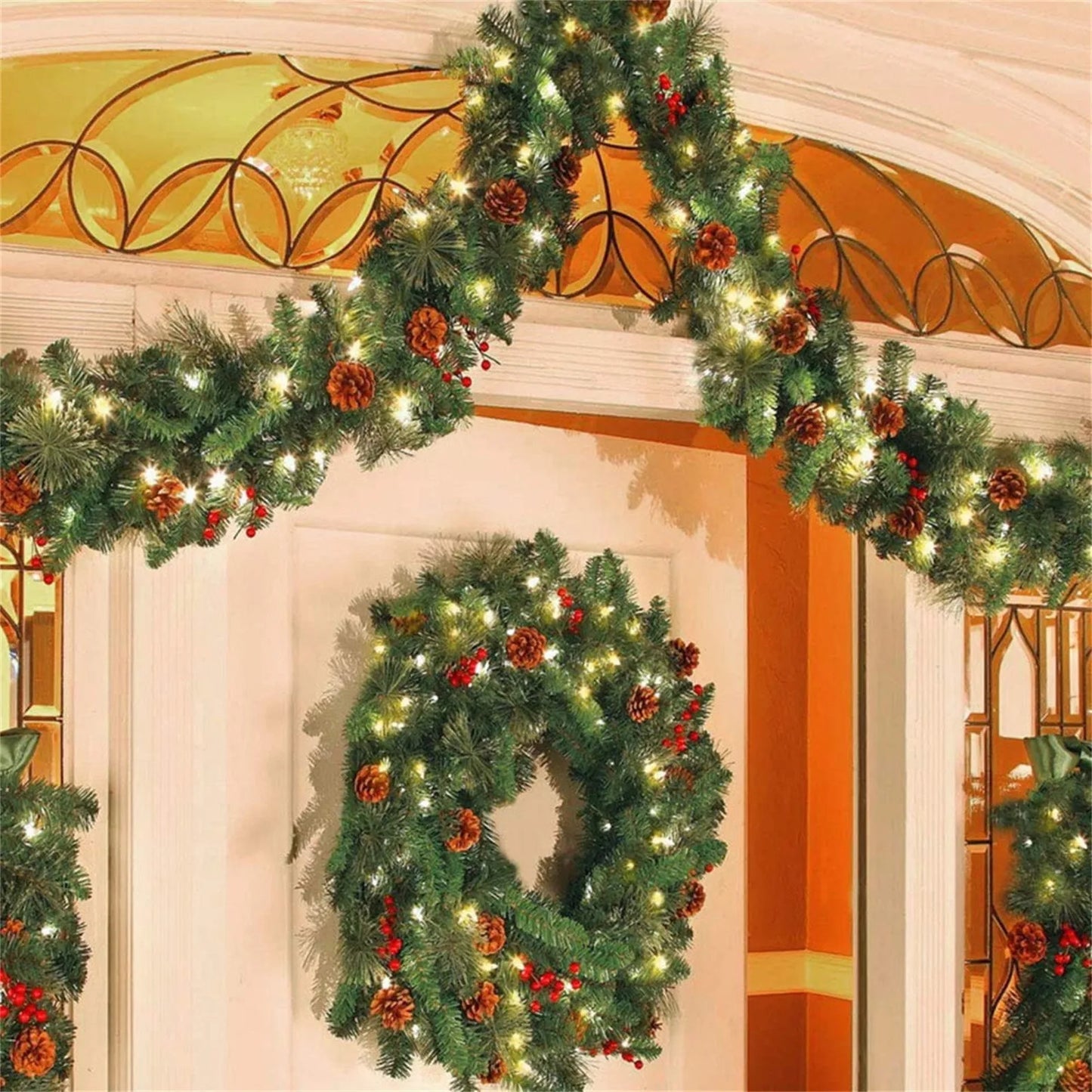 2.7M Christmas Artificial Green Garland Wreath Xmas Home Party DIY