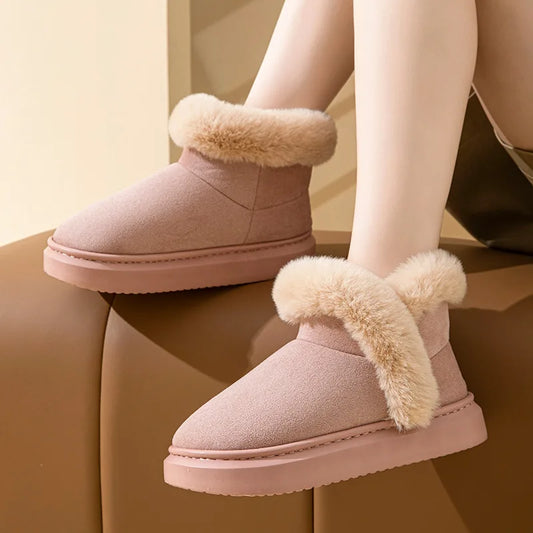 Evshine Winter Fur Fluffy Snow Boots For Women Warm Plush Lined Cotton