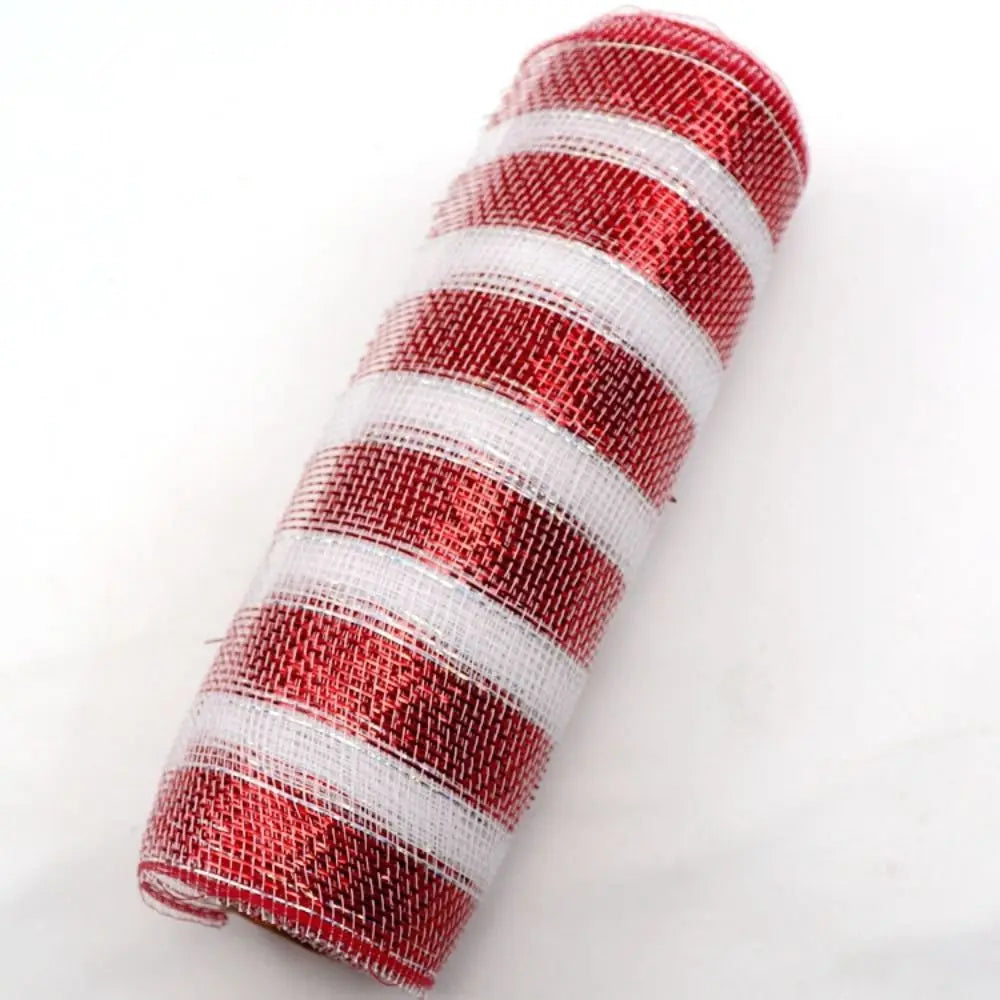 DIY Net Yarn Red & White Mesh Roll Christmas Wreath Tree Stripes Candy