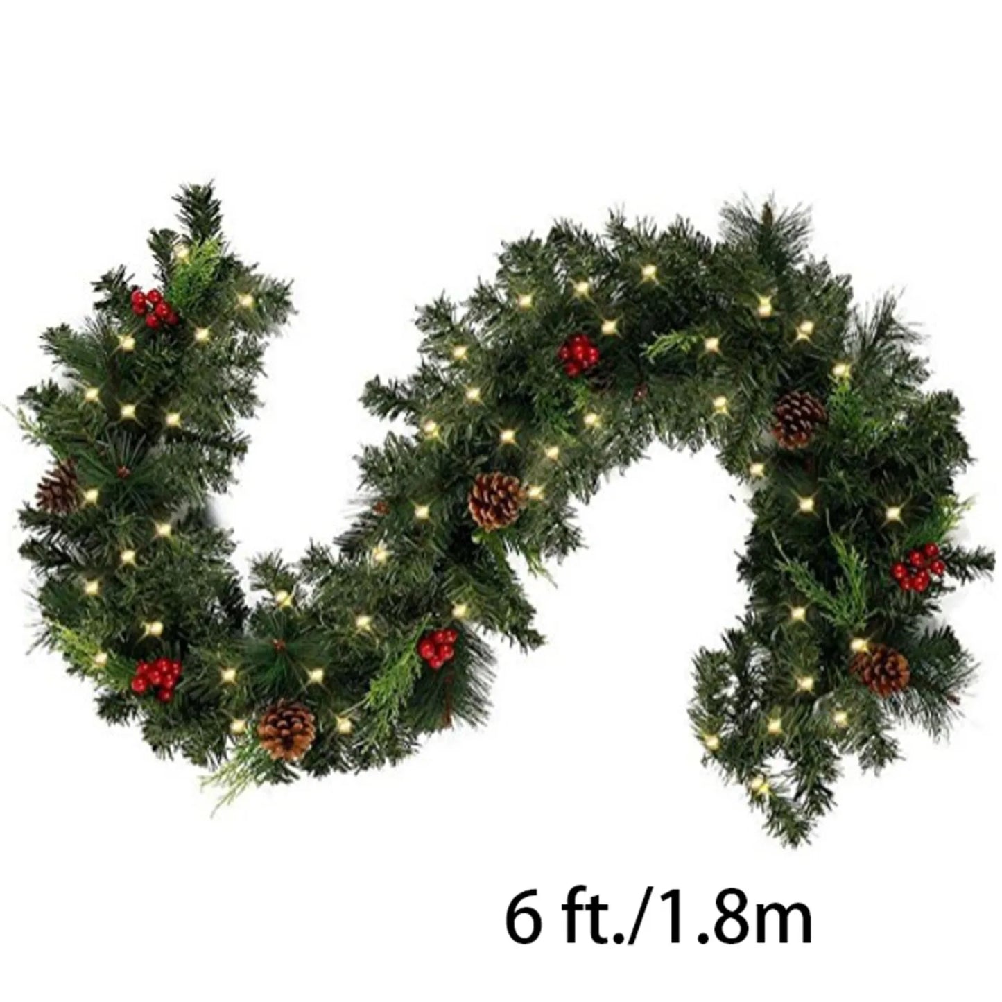 2.7M Christmas Artificial Green Garland Wreath Xmas Home Party DIY