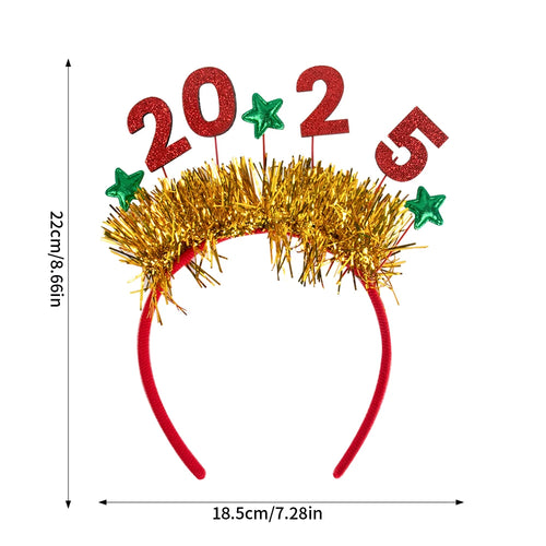 2025 New Year Headband Glitter Star Sequin Colorful Hairhoop Happy New