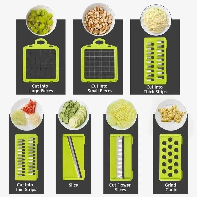 14/16 in 1 Multifunctional Vegetable Chopper Grate Food Handle Food