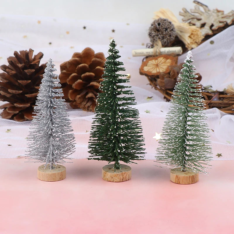 3 Pieces Christmas Tree Mini Pine With Wood Base DIY Home Table Top