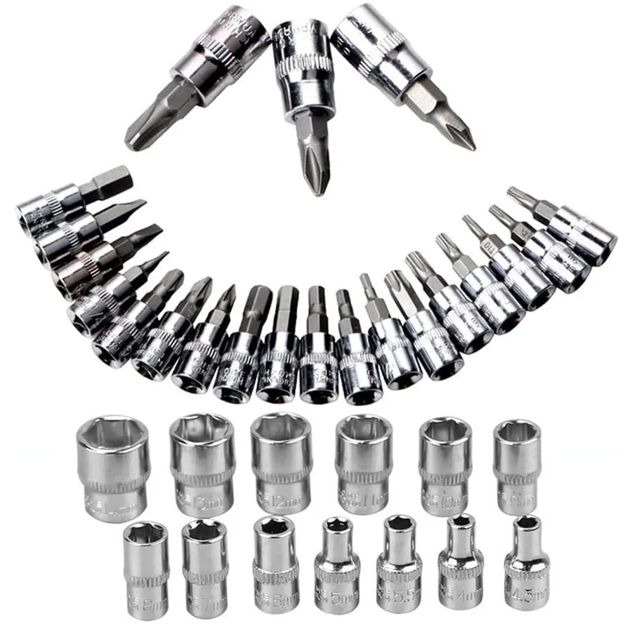 Wrench Set 46 Pcs Tool Kit For Car Tool Screwdriver And Bit Ratchet