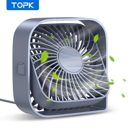 TOPK Mini Portable Fan,USB Desk Fan Table,Quiet 3 Speed Wind Personal