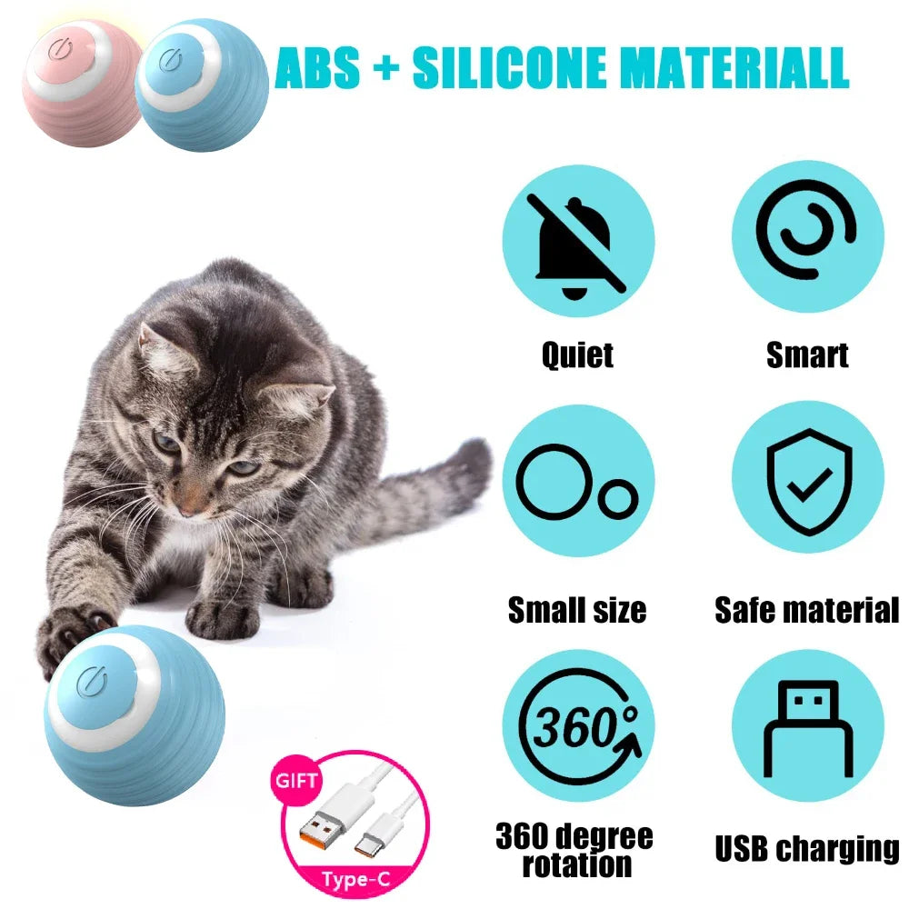 Interactive Cat Toy Ball 360° Automatic Rotating Rolling Ball