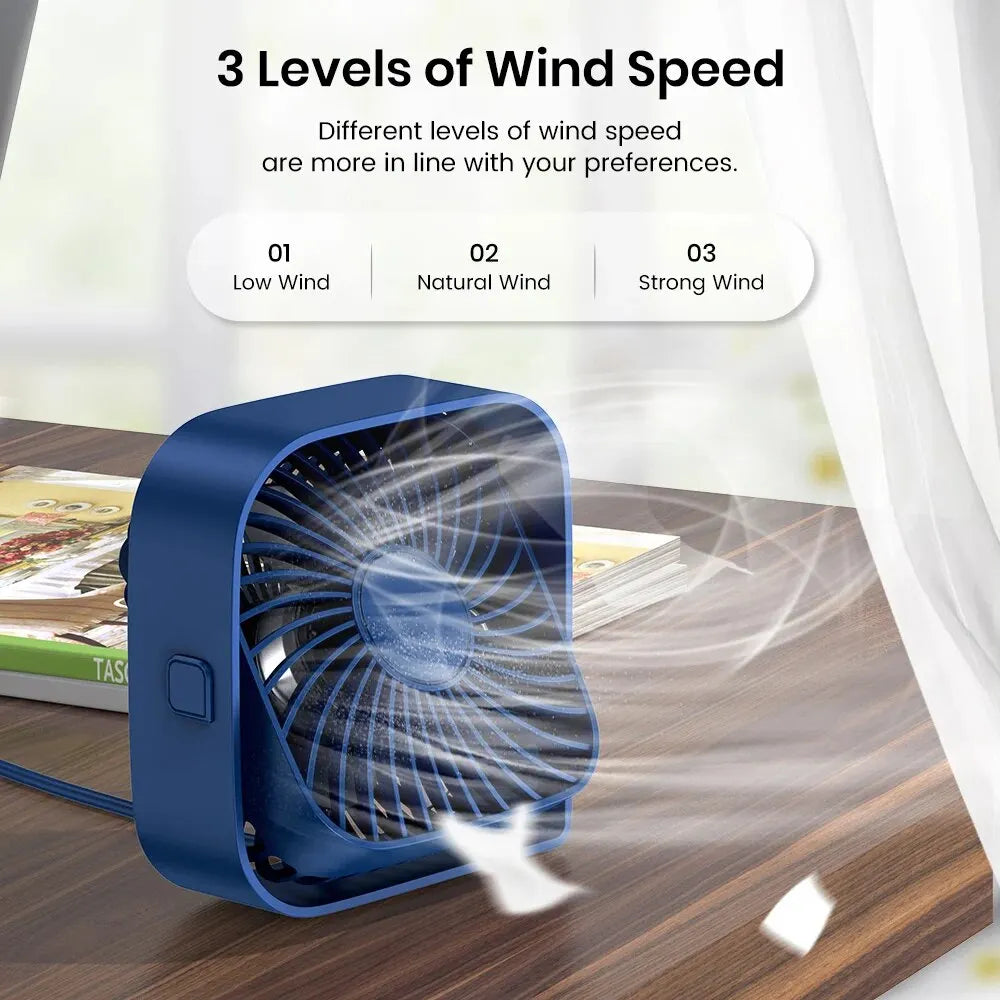 TOPK Mini Portable Fan,USB Desk Fan Table,Quiet 3 Speed Wind Personal