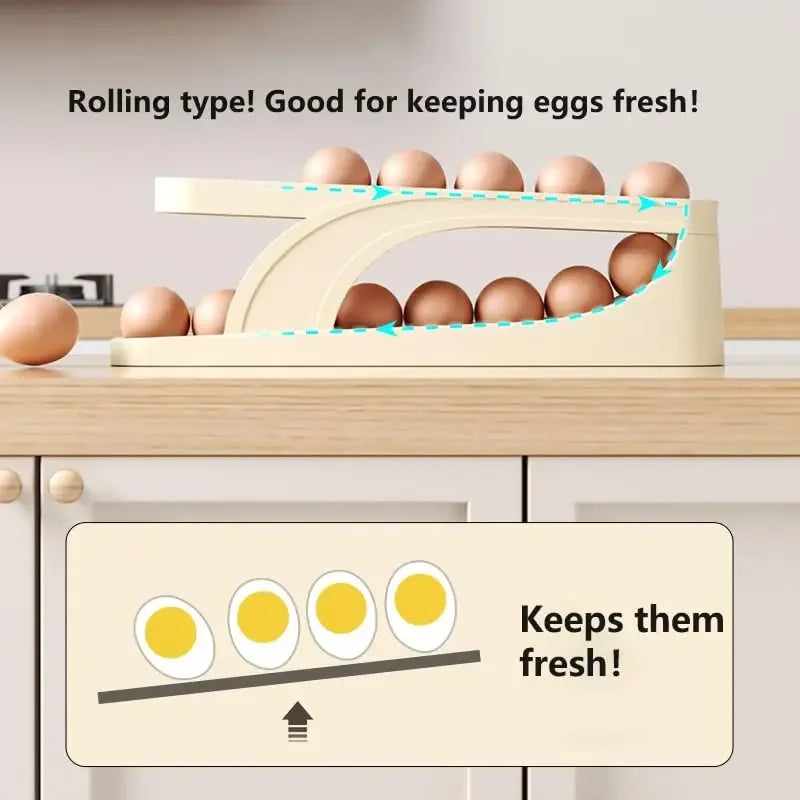 New Automatic Rolling Double-layer Egg Dispenser, Egg Holder Dispenser