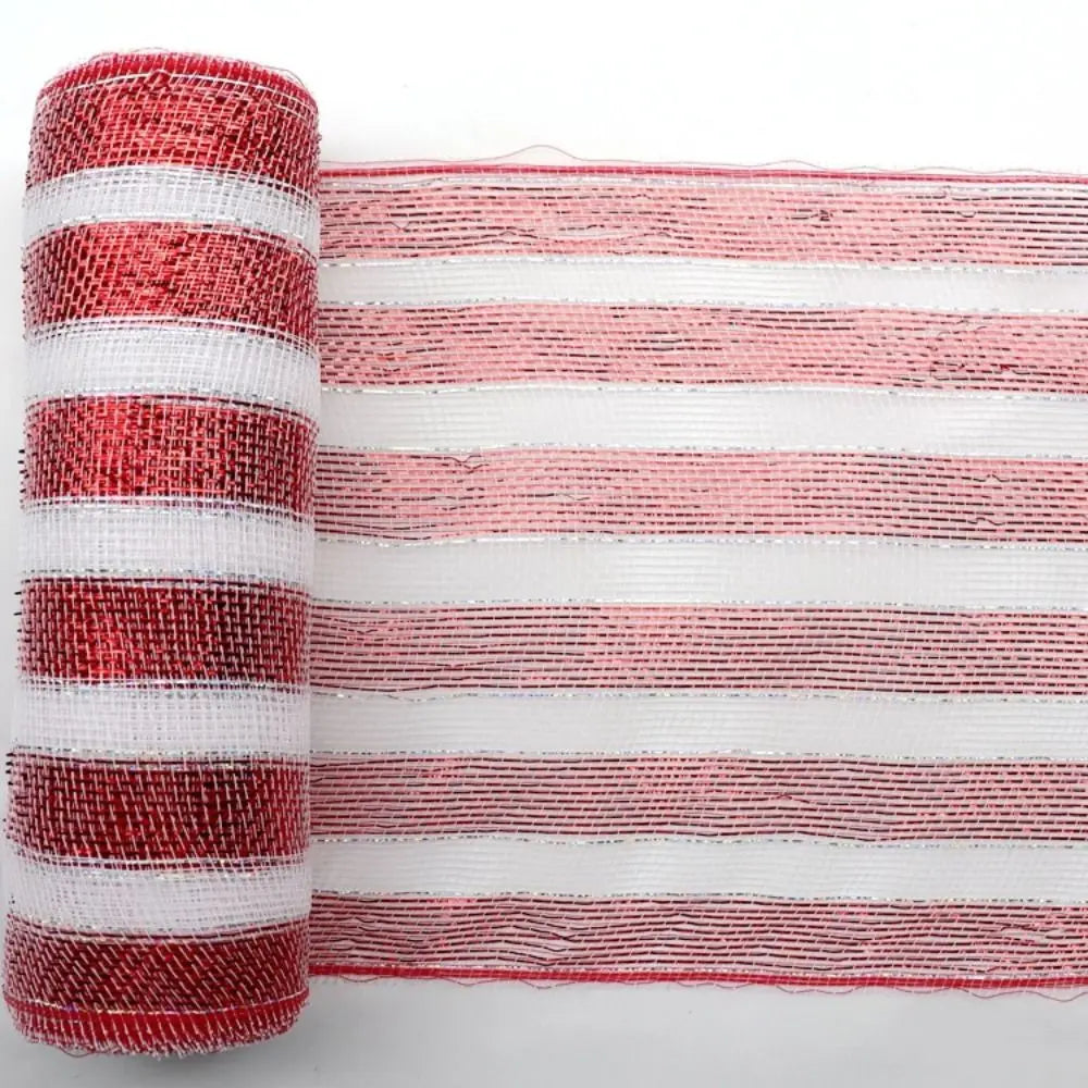 DIY Net Yarn Red & White Mesh Roll Christmas Wreath Tree Stripes Candy